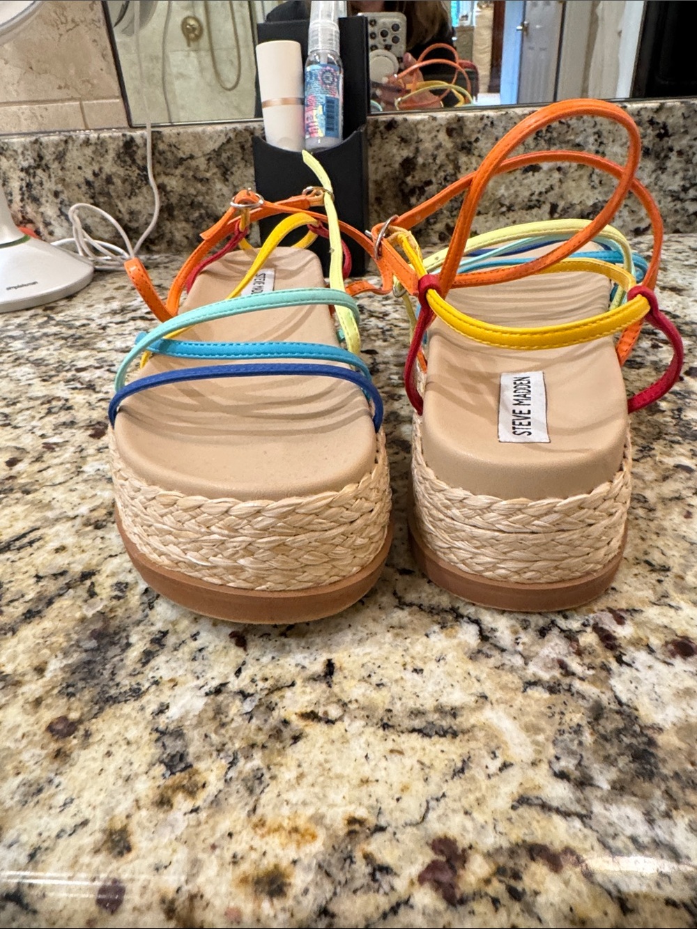 Steve Madden Rainbow Strappy Flat Sandals - Picture 5 of 5